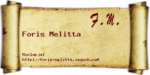 Foris Melitta névjegykártya